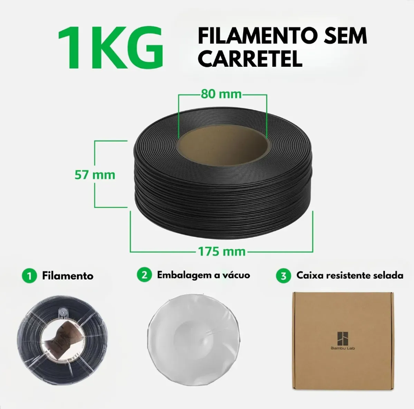 Filamento Bambu Lab 3d Pla Lite 1kg Sem Carretel Cor Vermelho