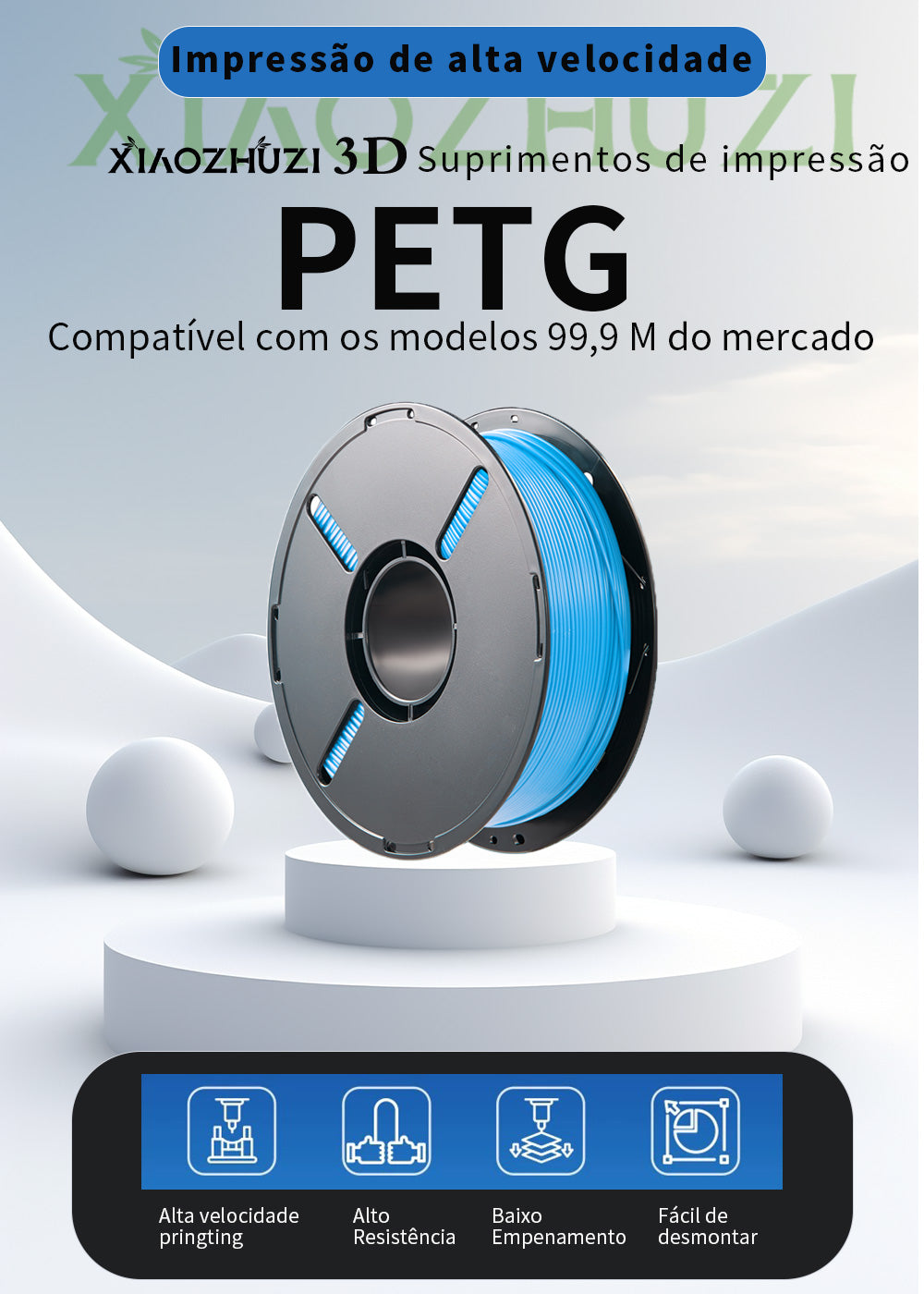 Xiaozhuzi-filamento 3d pla/petg/ 1.75mm 10 rolo 10kg，filamento de impressora 3d